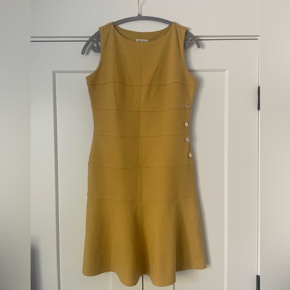 Enfocus Studio Mustard Midi Dress with Button Accents